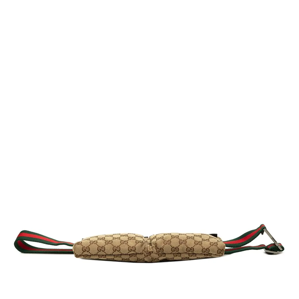 Gucci GG Canvas Web Double Pocket Belt Bag Beige Canvas Good - Inside View