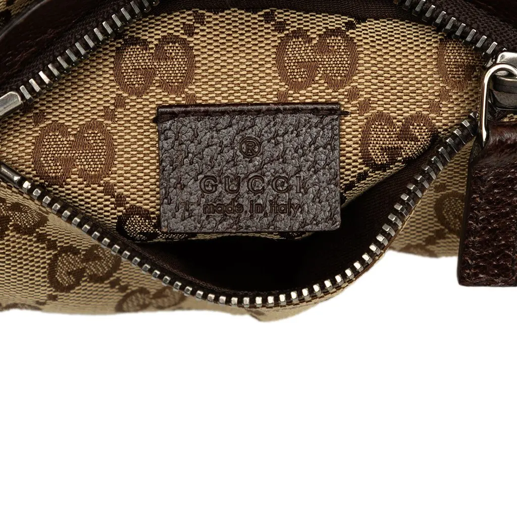 Gucci GG Canvas Web Double Pocket Belt Bag Beige Canvas Good - Box View