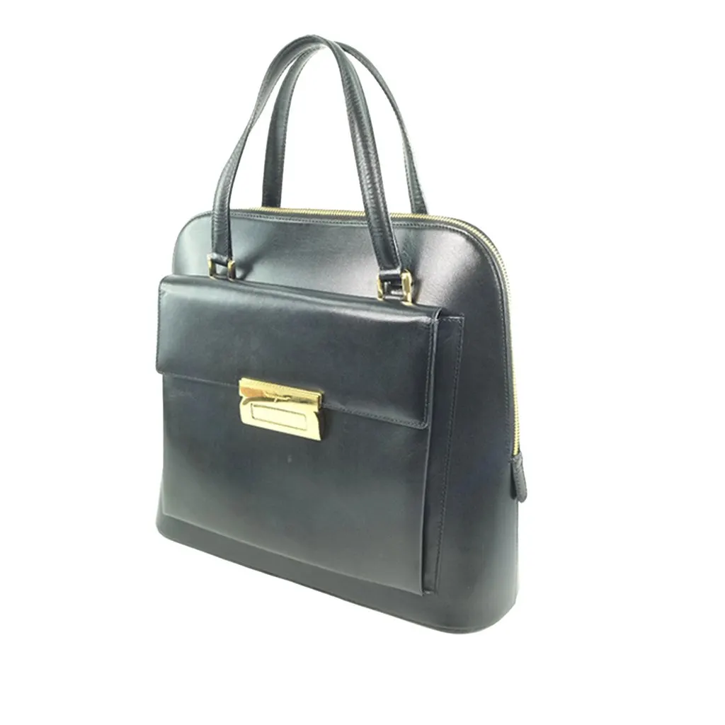 Salvatore Ferragamo Leather Handbag Black Leather Good - Back View