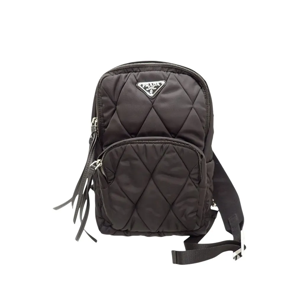 Prada Impuntu Tessuto Sling Backpack Black Very good - Front View