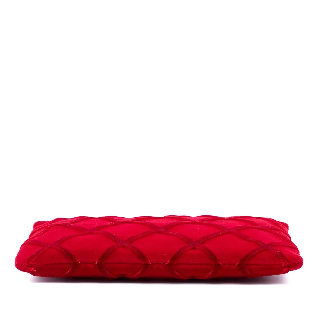 Chanel Medium CC Quilted Velvet O Case Clutch Red Very good - Inside View