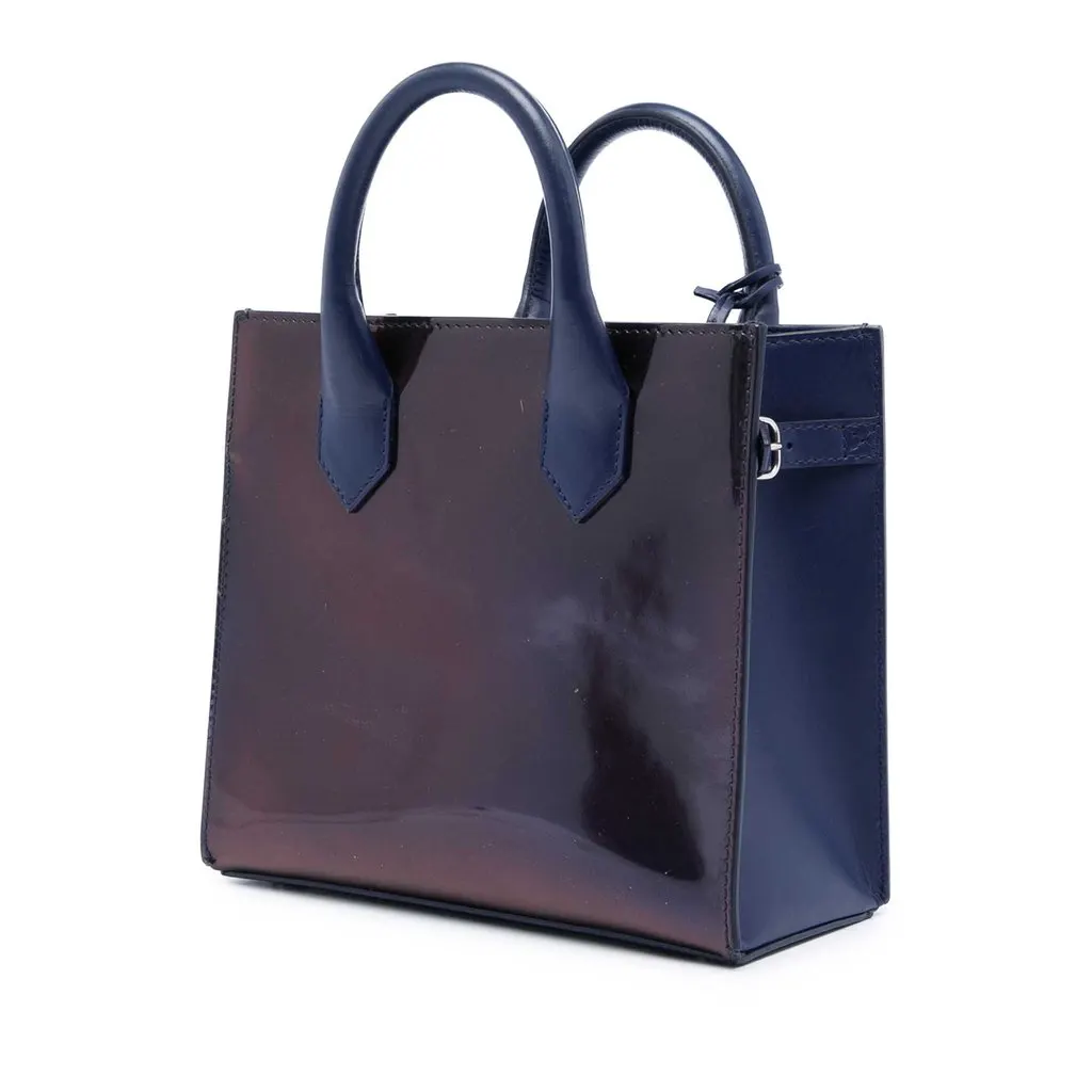 Balenciaga Mini Patent Padlock All Afternoon Satchel Blue Leather Very good - Back View