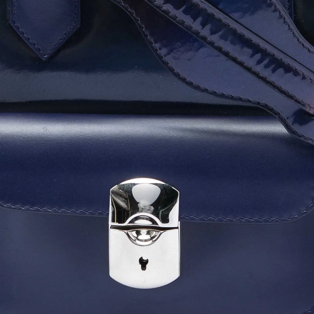 Balenciaga Mini Patent Padlock All Afternoon Satchel Blue Leather Very good - Box View