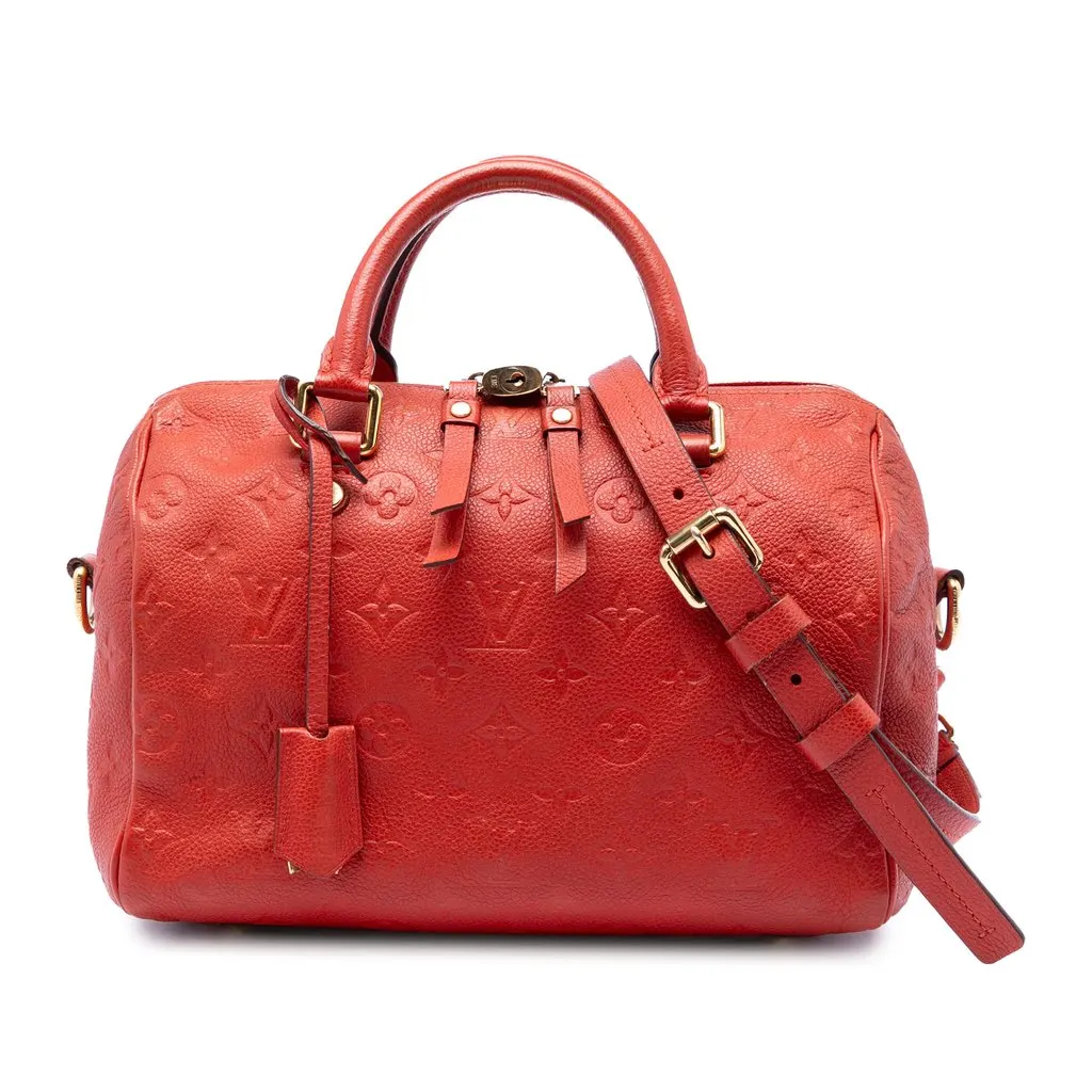 Louis Vuitton Monogram Empreinte Speedy Bandouliere 25 Red Leather Good - Front View