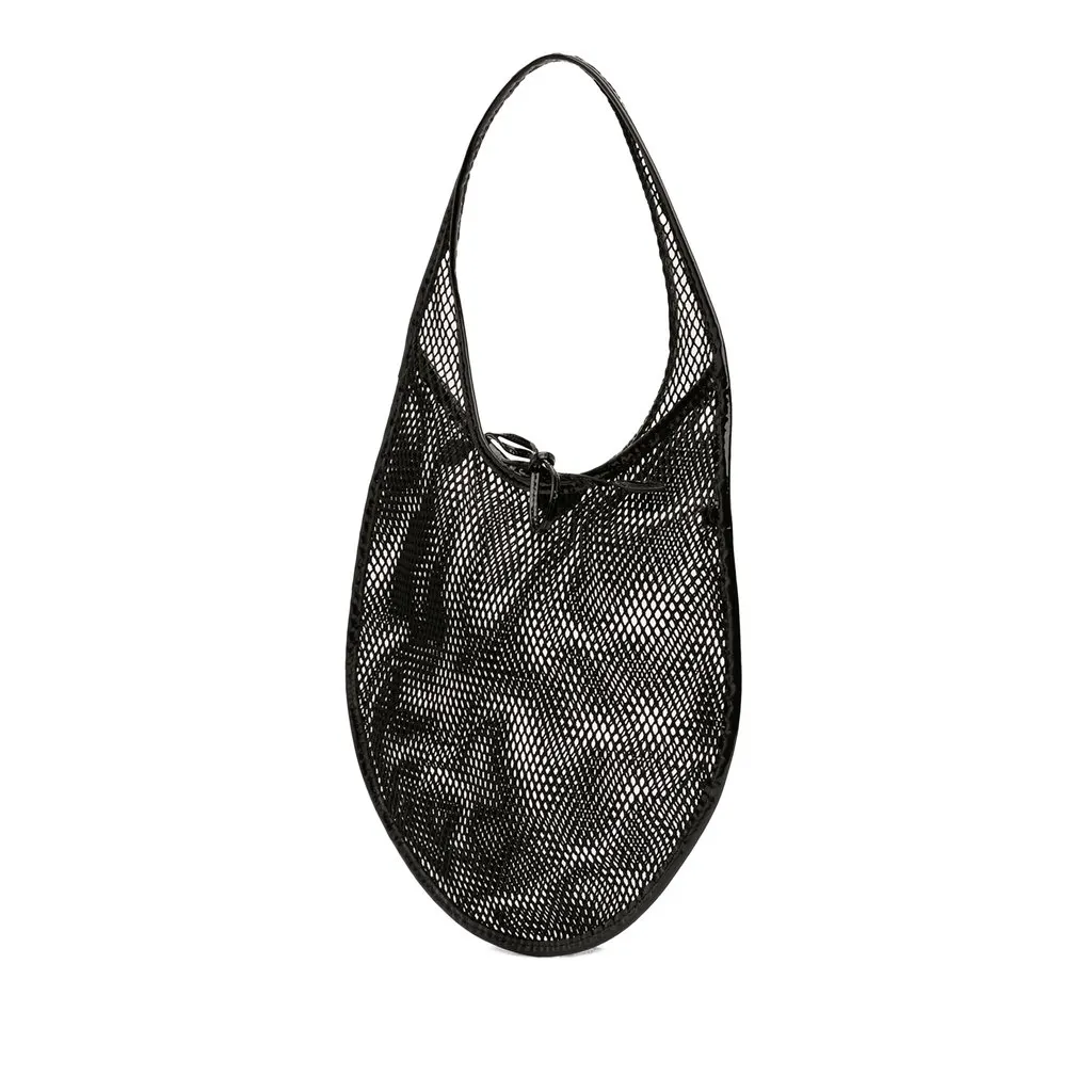 Alaïa Patent Trimmed Mesh Fishnet Hobo Black Very good - Back View