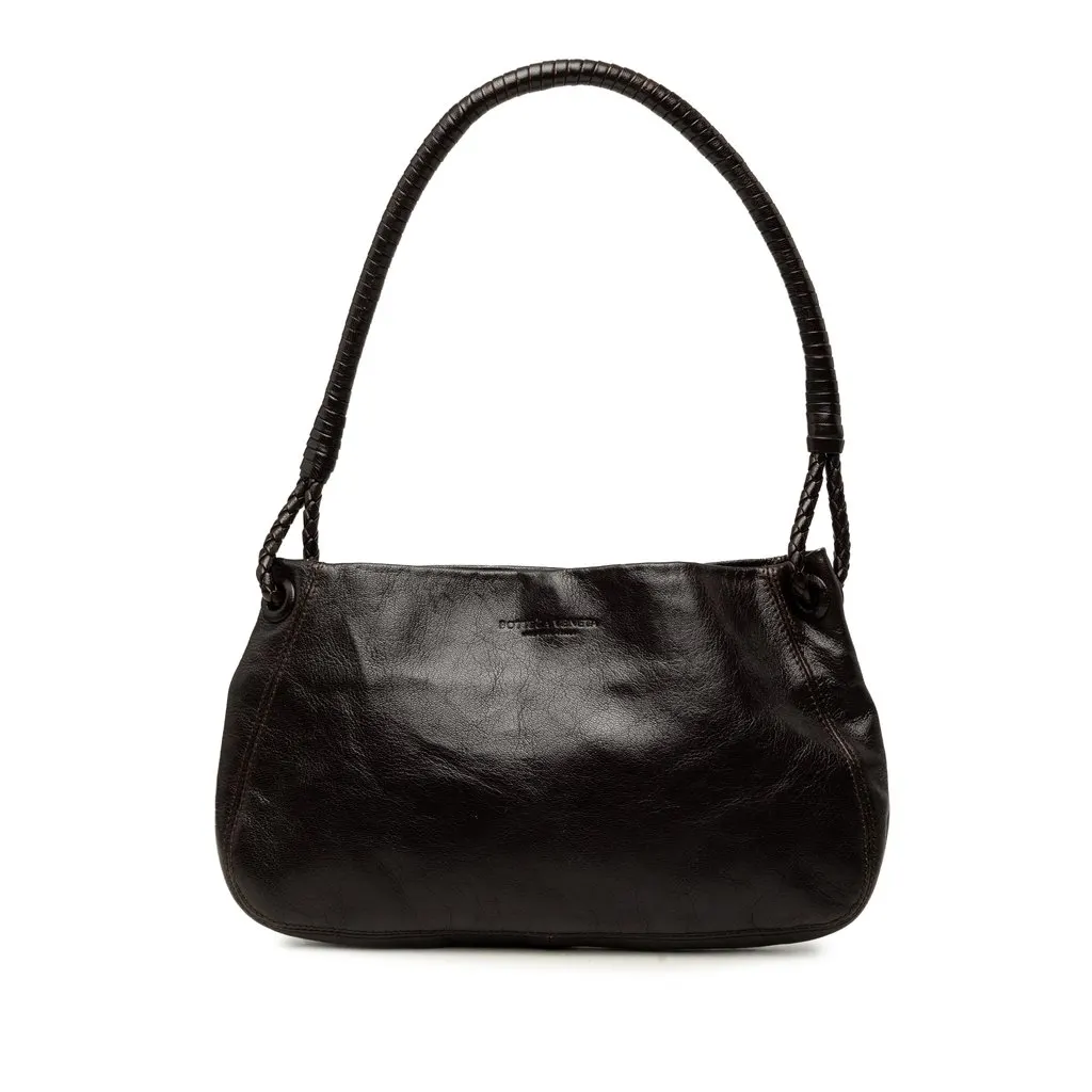 Bottega Veneta Intrecciato Trimmed Nappa Shoulder Bag Brown Leather Good - Front View