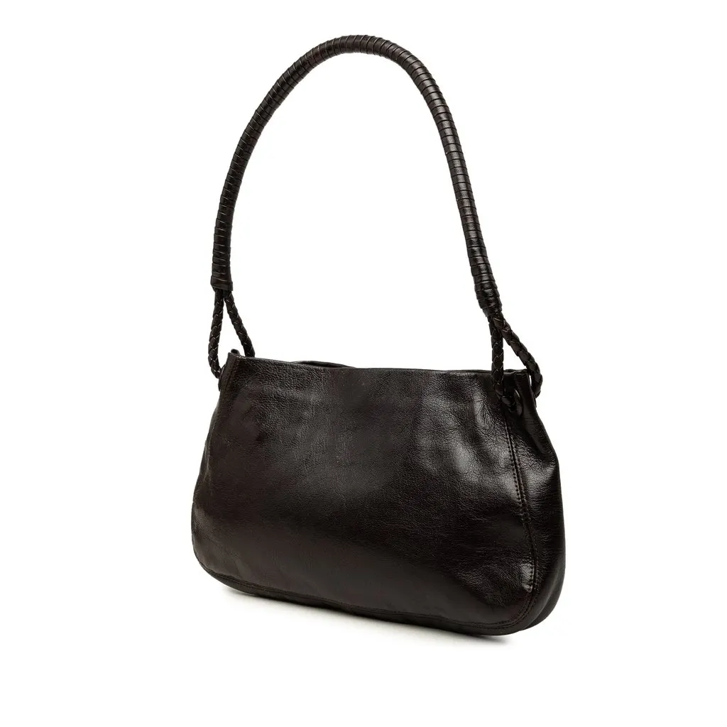 Bottega Veneta Intrecciato Trimmed Nappa Shoulder Bag Brown Leather Good - Back View
