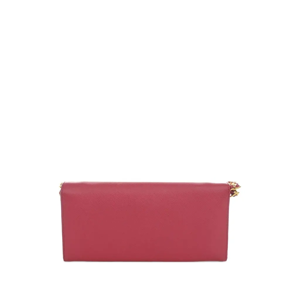 Prada Saffiano Wallet On Chain Pink Leather Very good - Back View