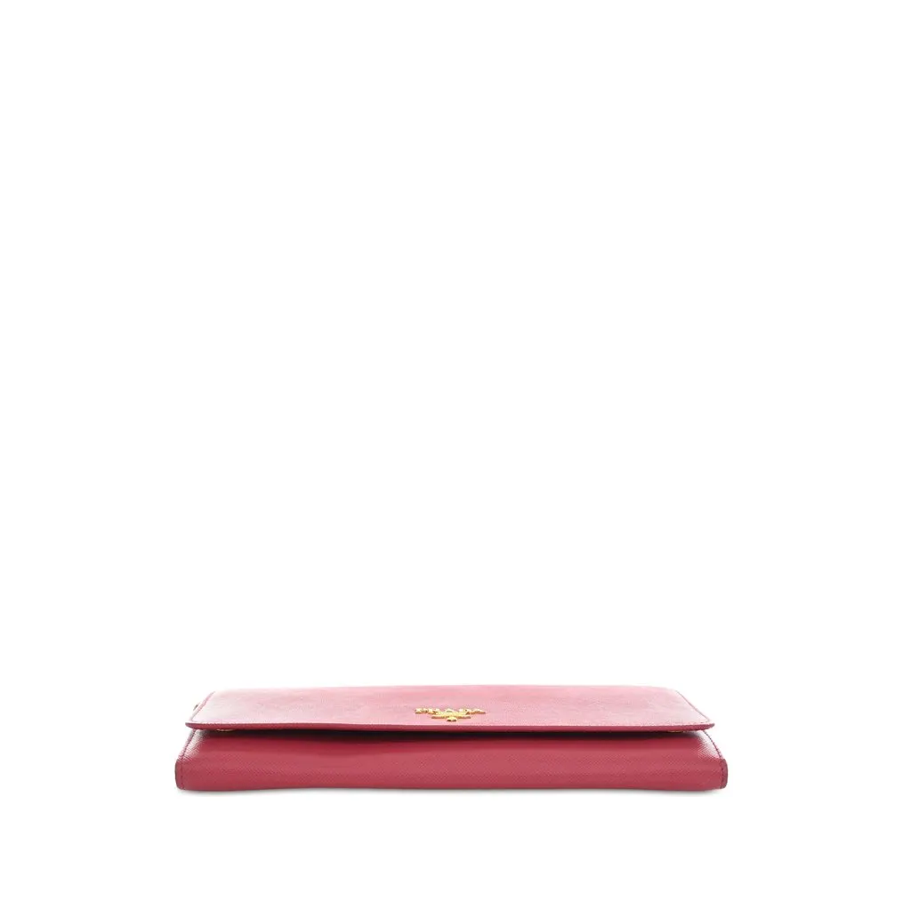 Prada Saffiano Wallet On Chain Pink Leather Very good - Inside View