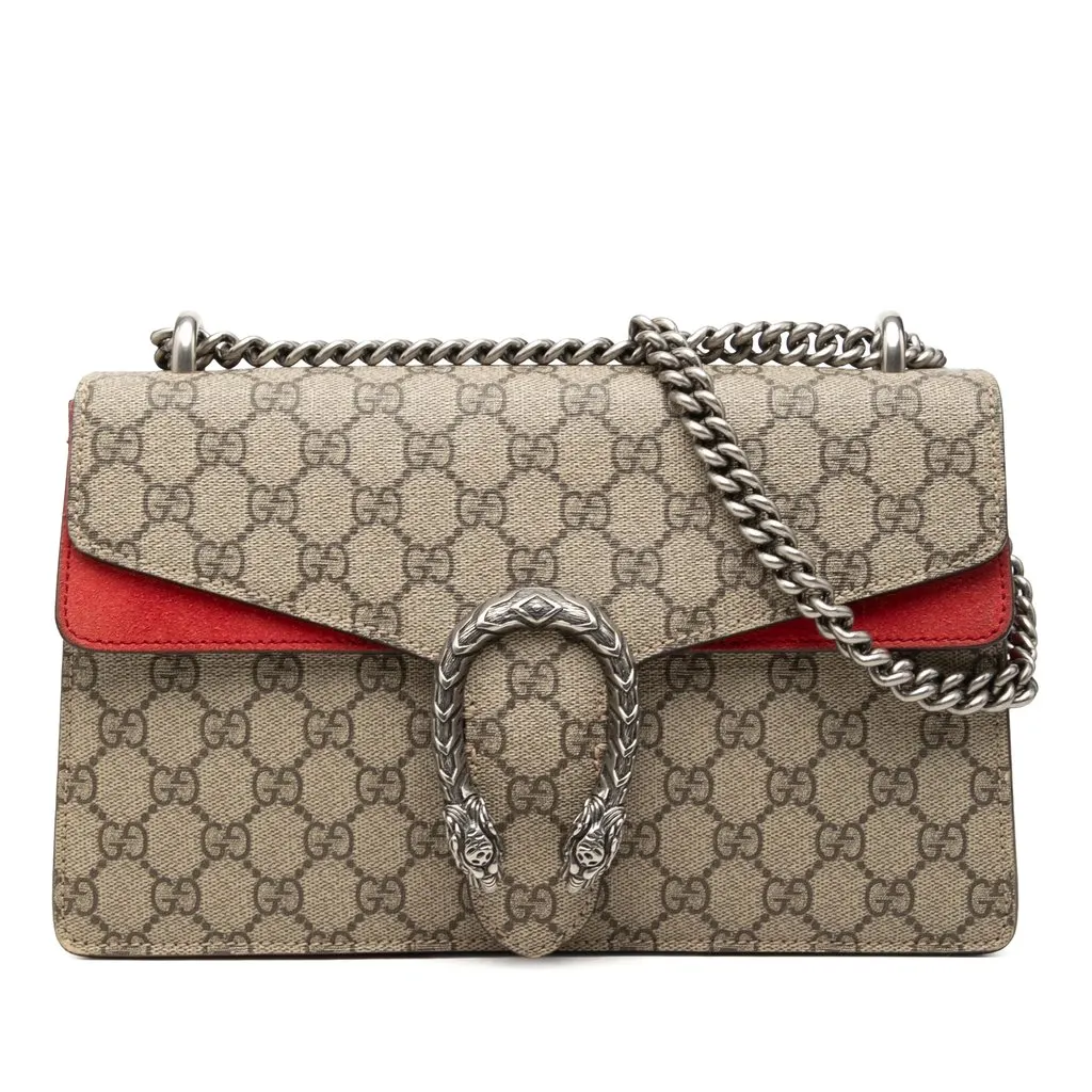 Gucci Medium GG Supreme Dionysus Shoulder Bag Beige Canvas Very good - Front View
