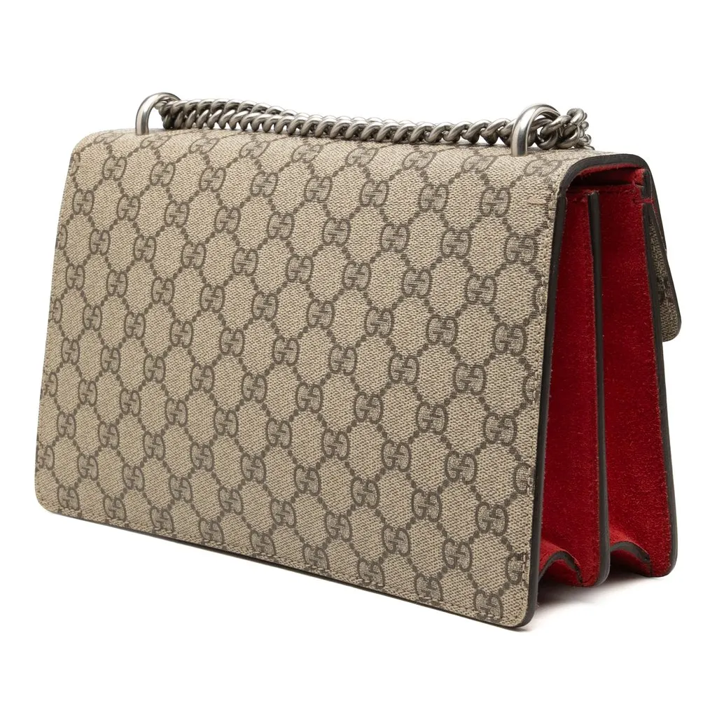 Gucci Medium GG Supreme Dionysus Shoulder Bag Beige Canvas Very good - Back View