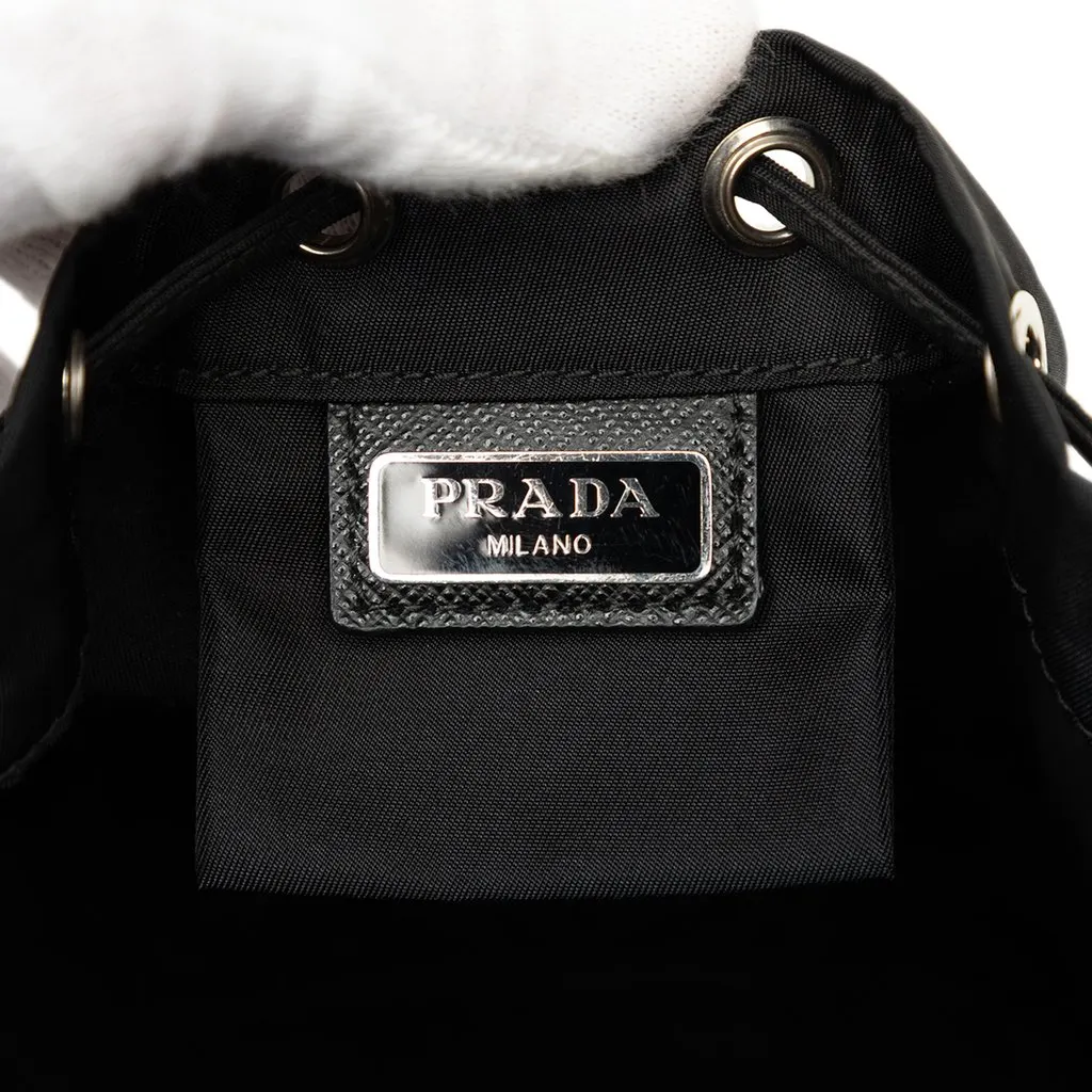 Prada Tessuto Drawstring Pouch Black Polyamide Good - Box View