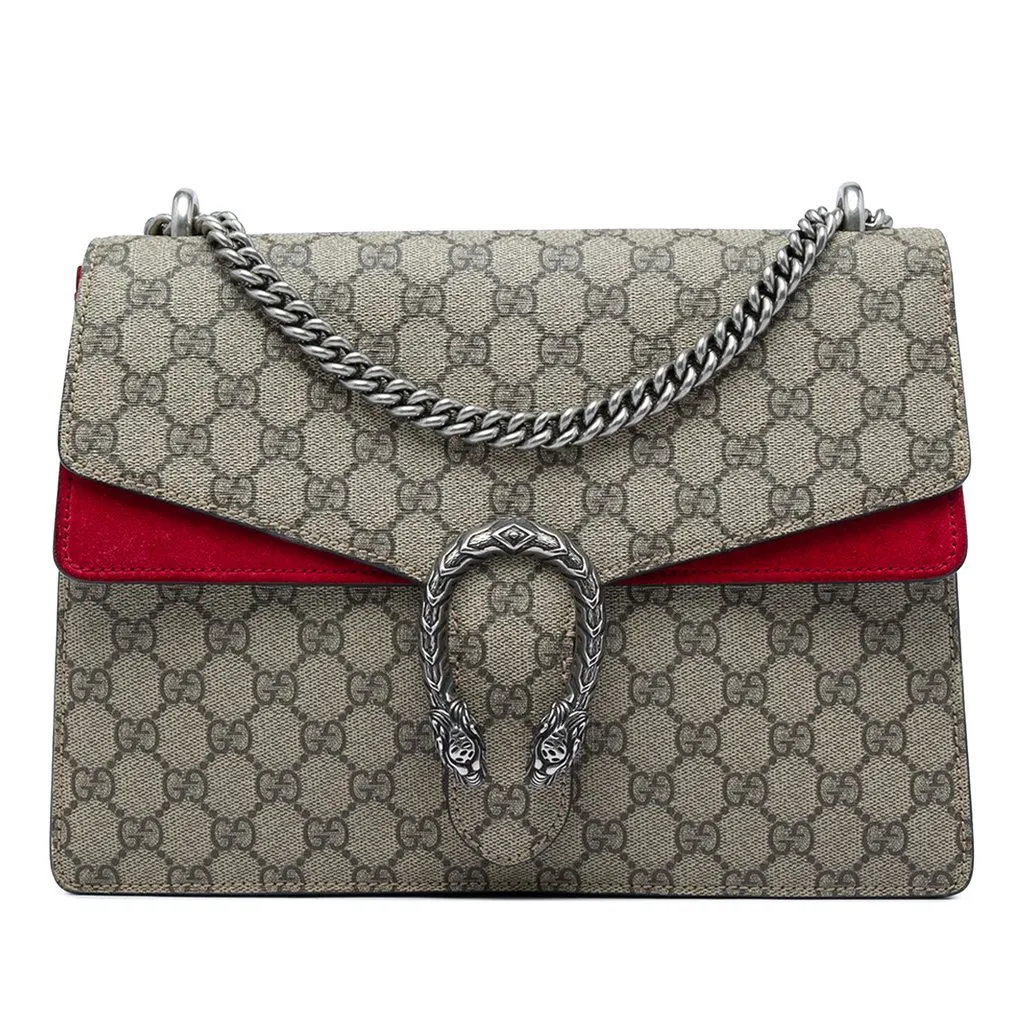 Gucci Medium GG Supreme Dionysus Shoulder Bag Beige Very good - Front View