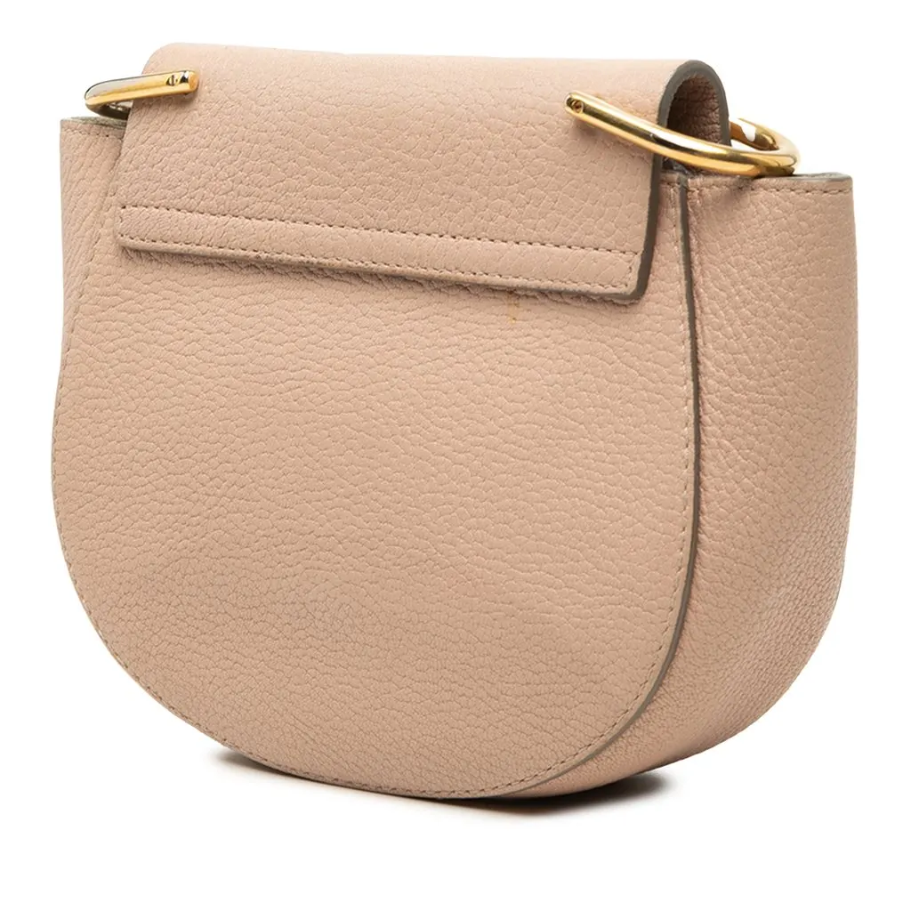 Chloé Mini Grained Lambskin Drew Crossbody Brown Leather Very good - Back View