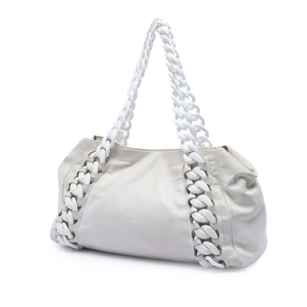 Chanel Calfskin Modern Chain Rhodoid East West Tote White Leather Very good - Back View