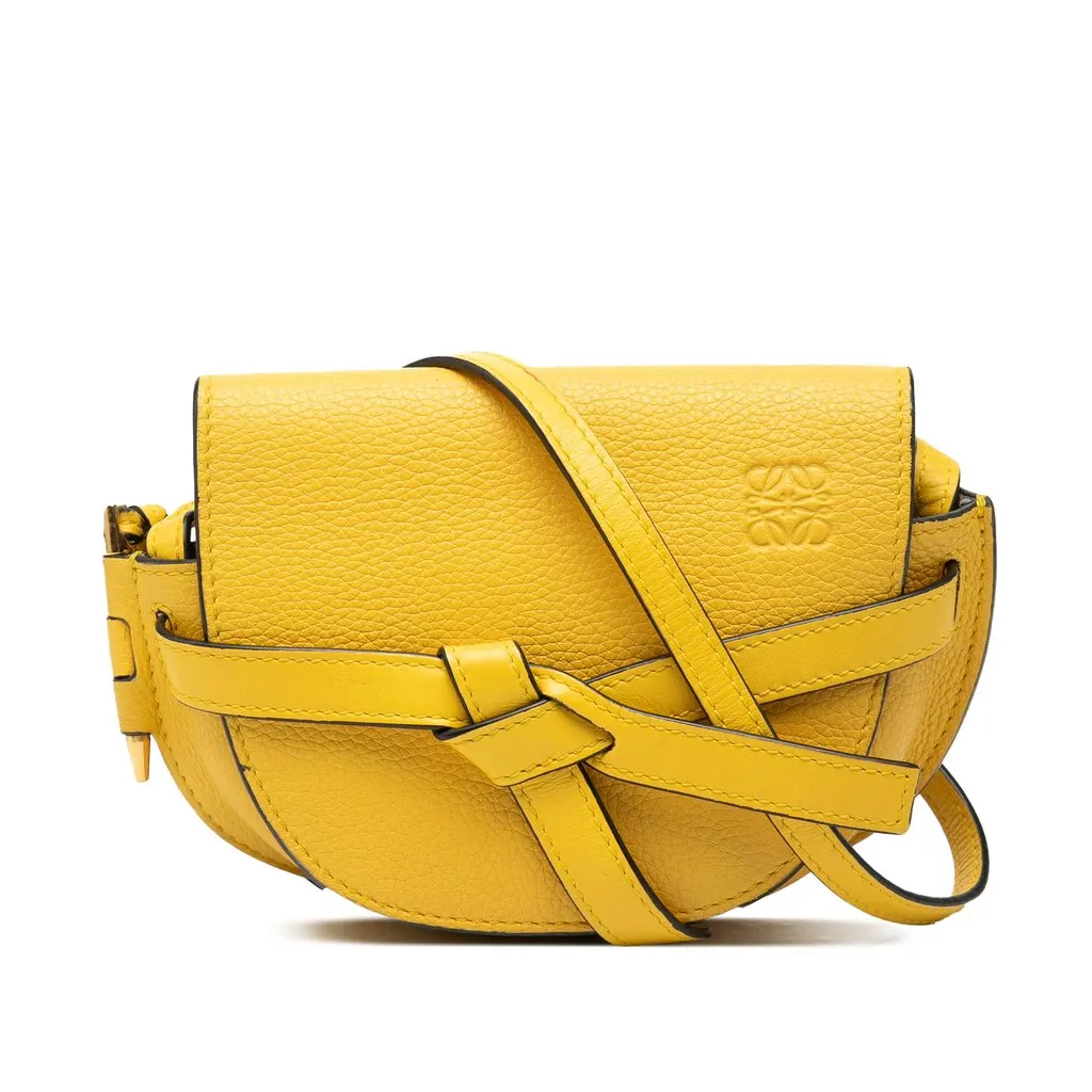 LOEWE Mini Leather Gate Crossbody Yellow Leather Very good - Front View