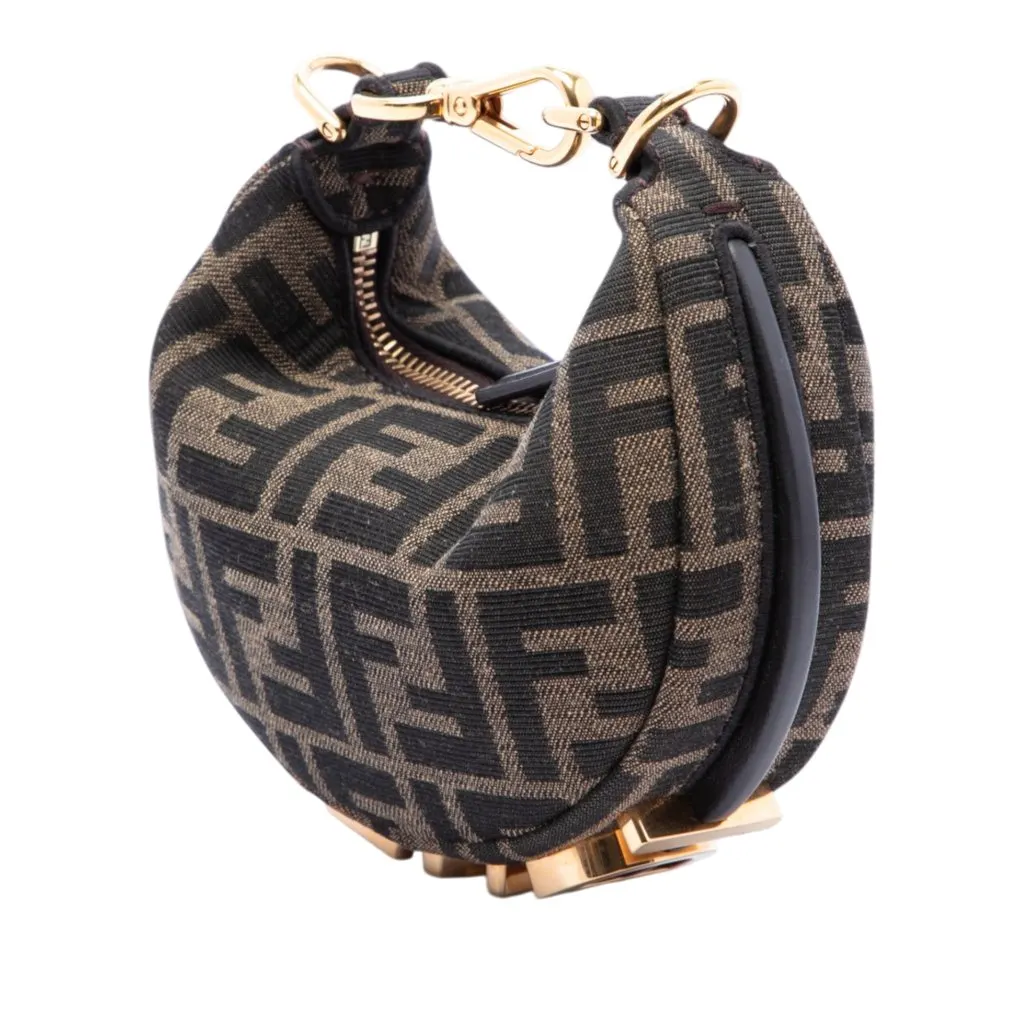 Fendi Nano FF Jacquard Fendigraphy Hobo Brown Jacquard Good - Back View