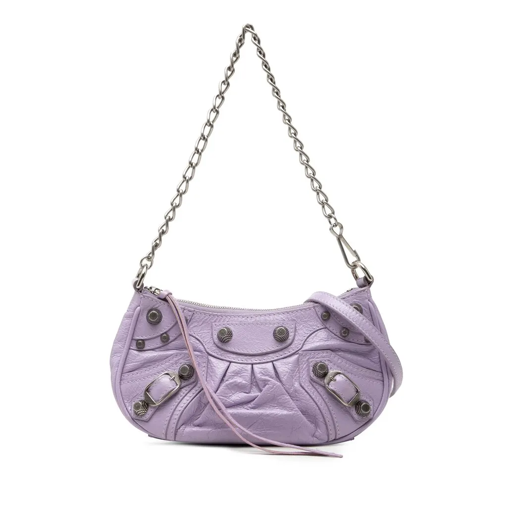Balenciaga Mini Embossed Leather Motocross Le Cagole Purple Leather Very good - Front View