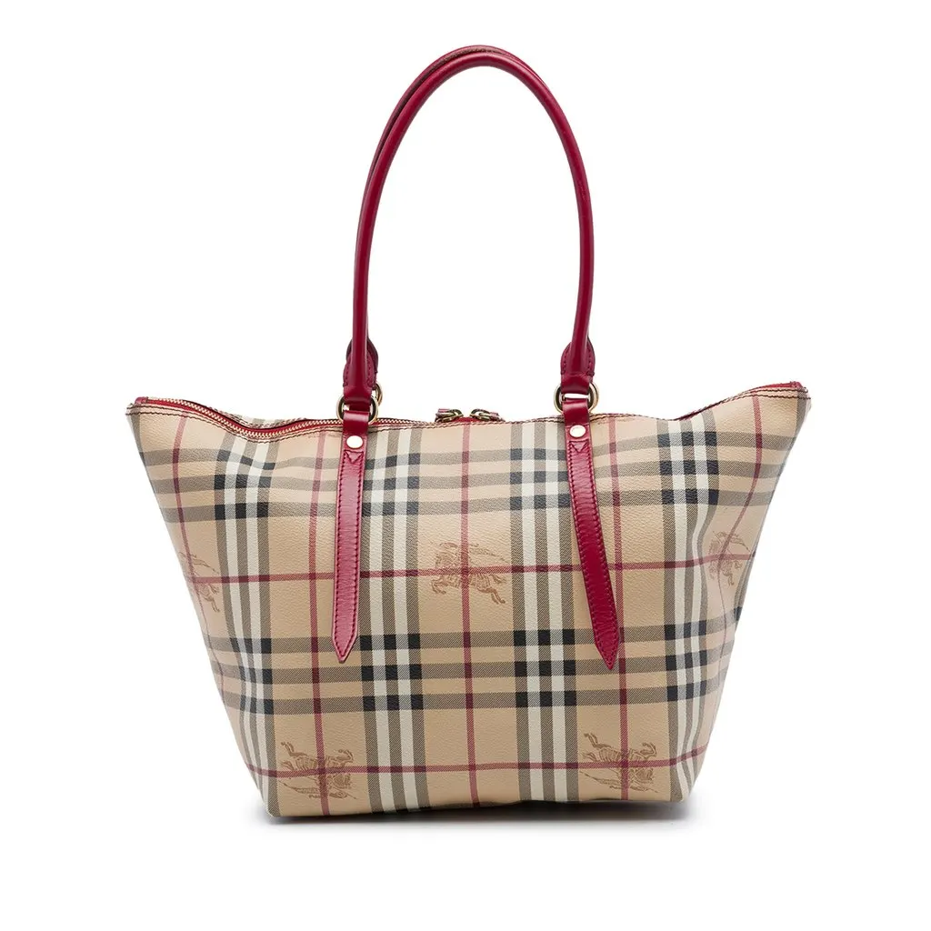 Burberry Small Haymarket Check Coated Canvas Salisbury Tote Beige Canvas Good - Front View