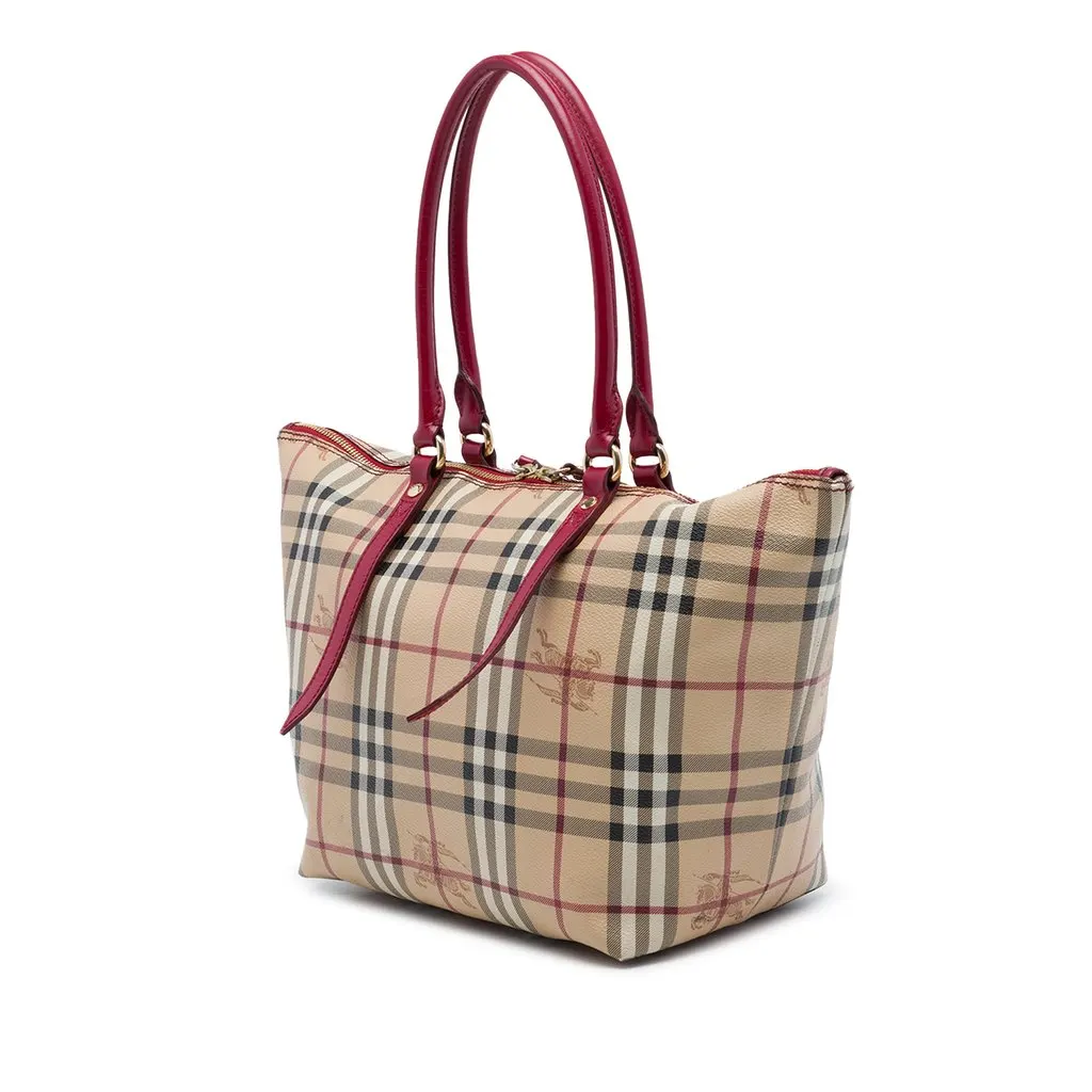Burberry Small Haymarket Check Coated Canvas Salisbury Tote Beige Canvas Good - Back View