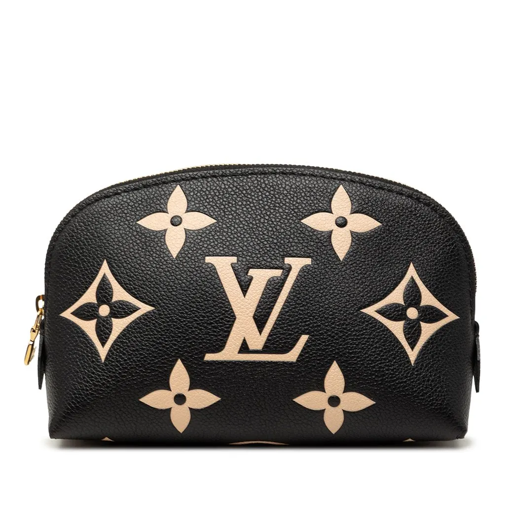 Louis Vuitton Bicolor Monogram Empreinte Giant Cosmetic Pouch Black Leather Good - Front View