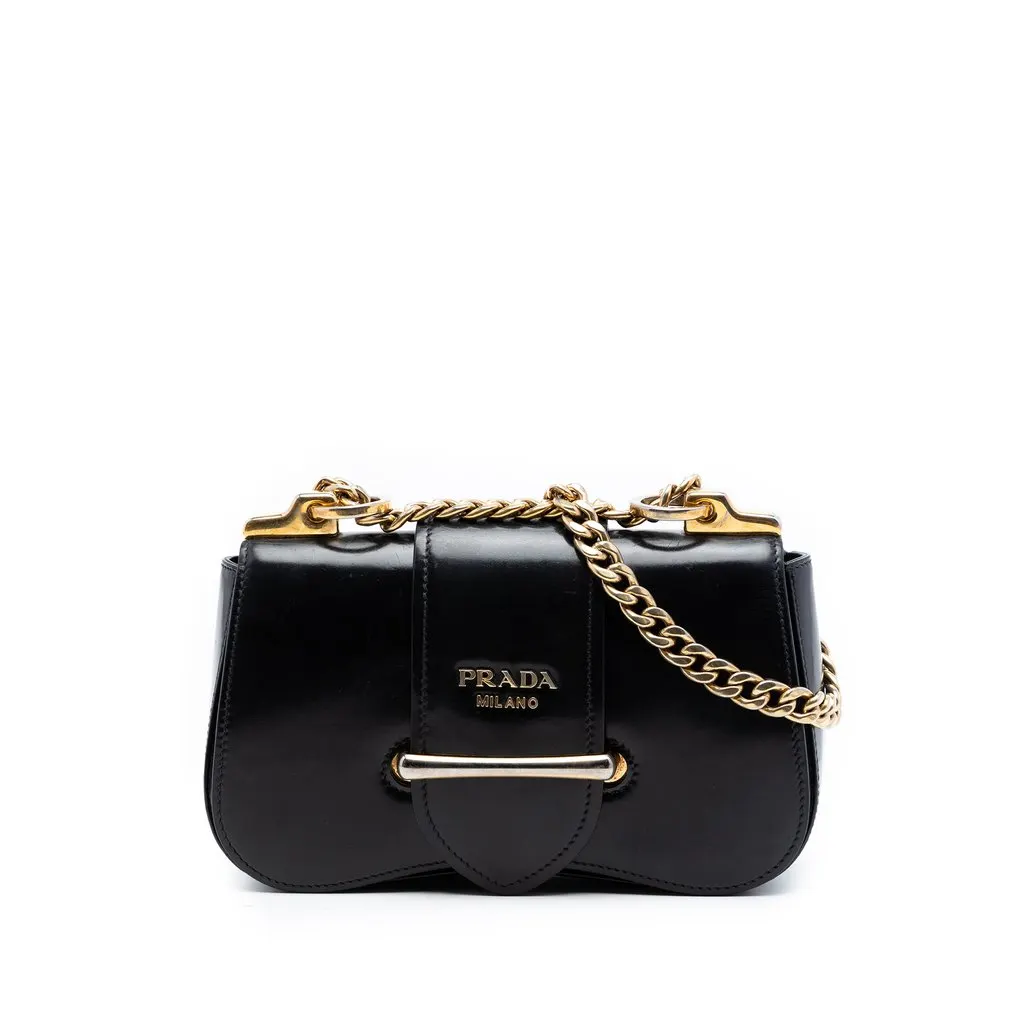Prada City Calf Sidonie Crossbody Black Leather Very good - Front View