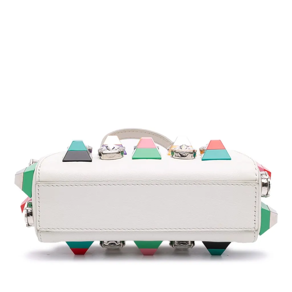 Fendi Micro Studded Calfskin Peekaboo Iconic Satchel White Leather Very good - Inside View