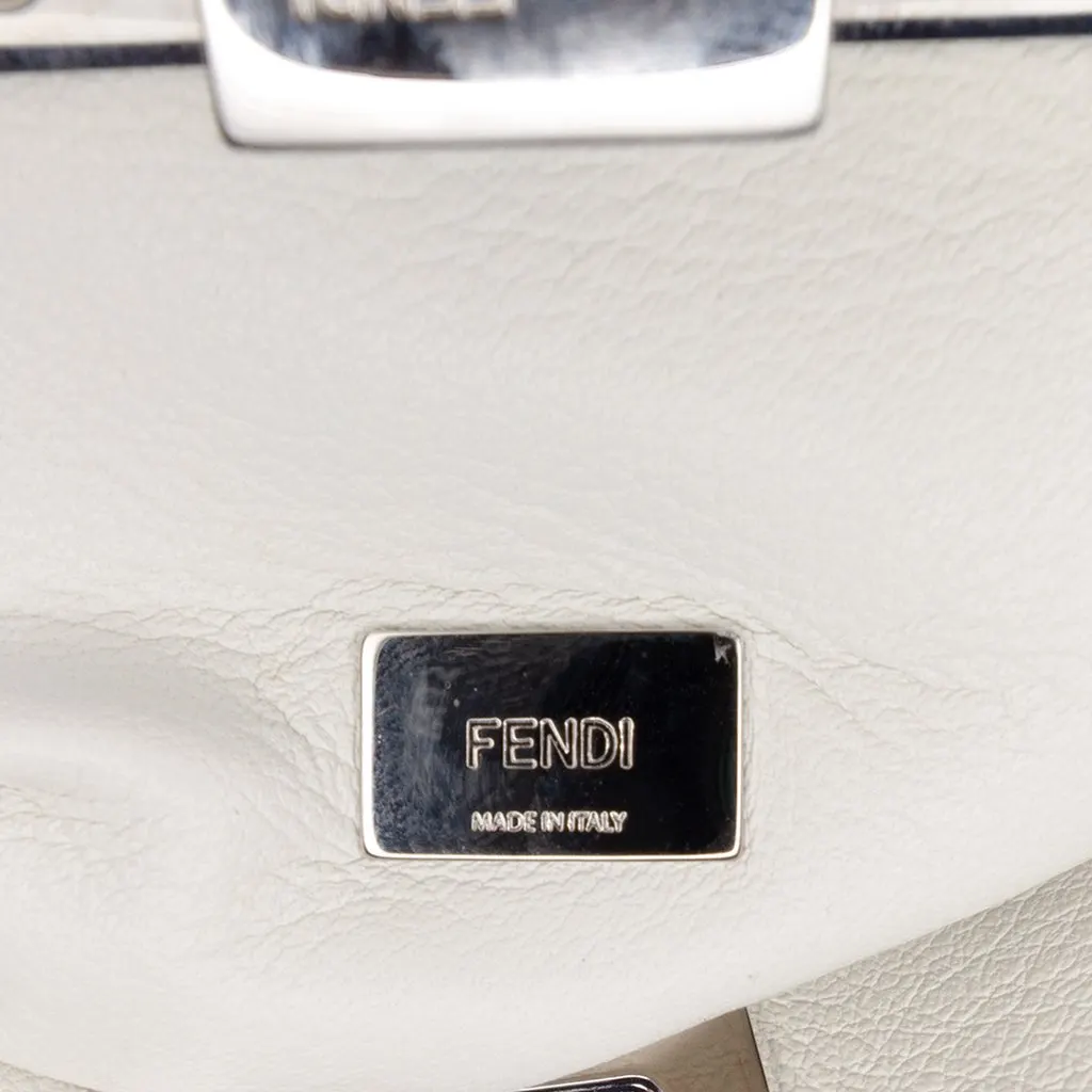 Fendi Micro Studded Calfskin Peekaboo Iconic Satchel White Leather Very good - Box View