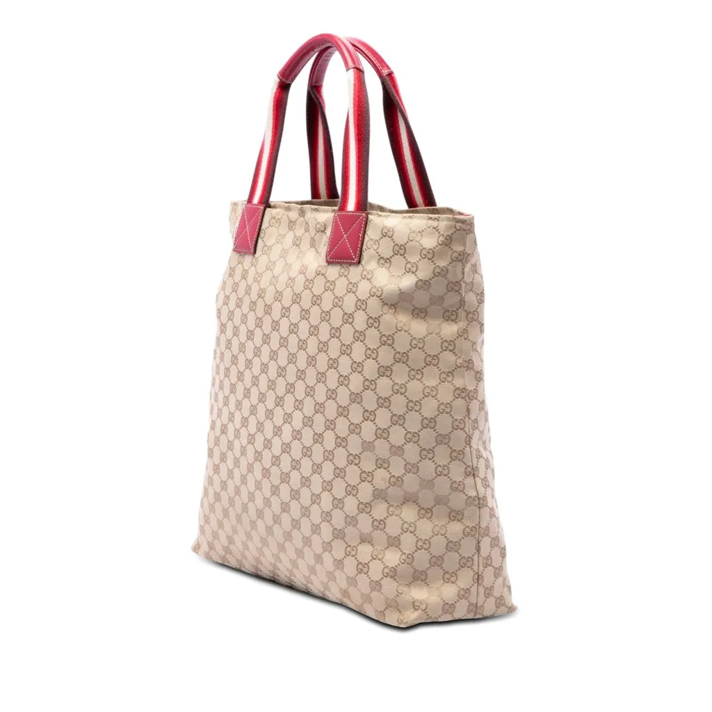 Gucci GG Canvas Web Vertical Tote Beige Very good - Back View