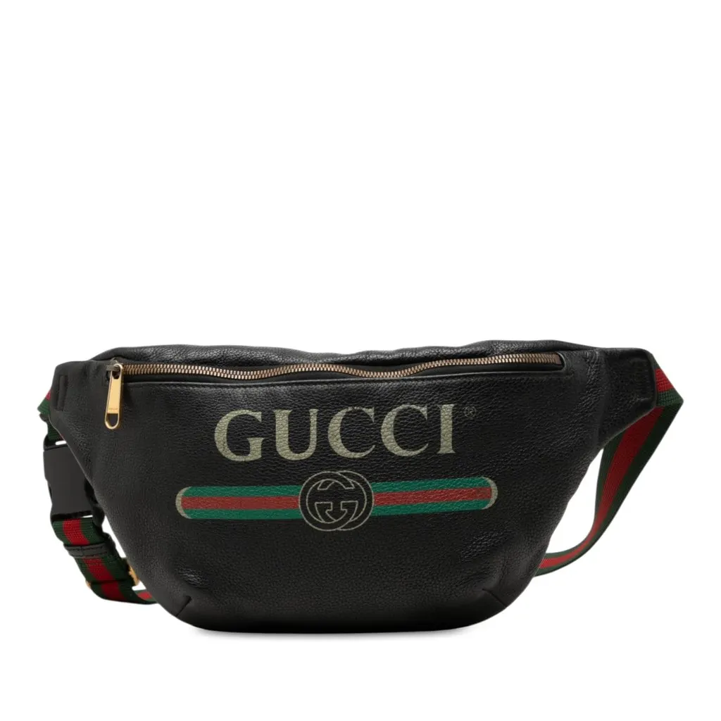 Gucci Leather Logo Web Belt Bag Black Leather Very good - Front View