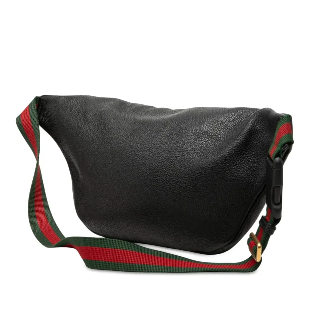 Gucci Leather Logo Web Belt Bag Black Leather Very good - Back View