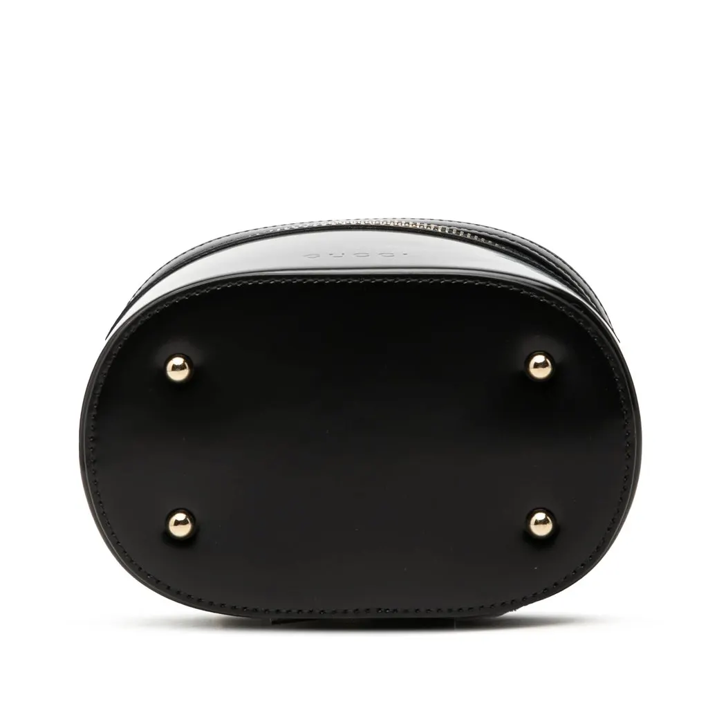 Gucci Shiny Calfskin Bamboo Vanity Bag Black Leather Very good - Inside View