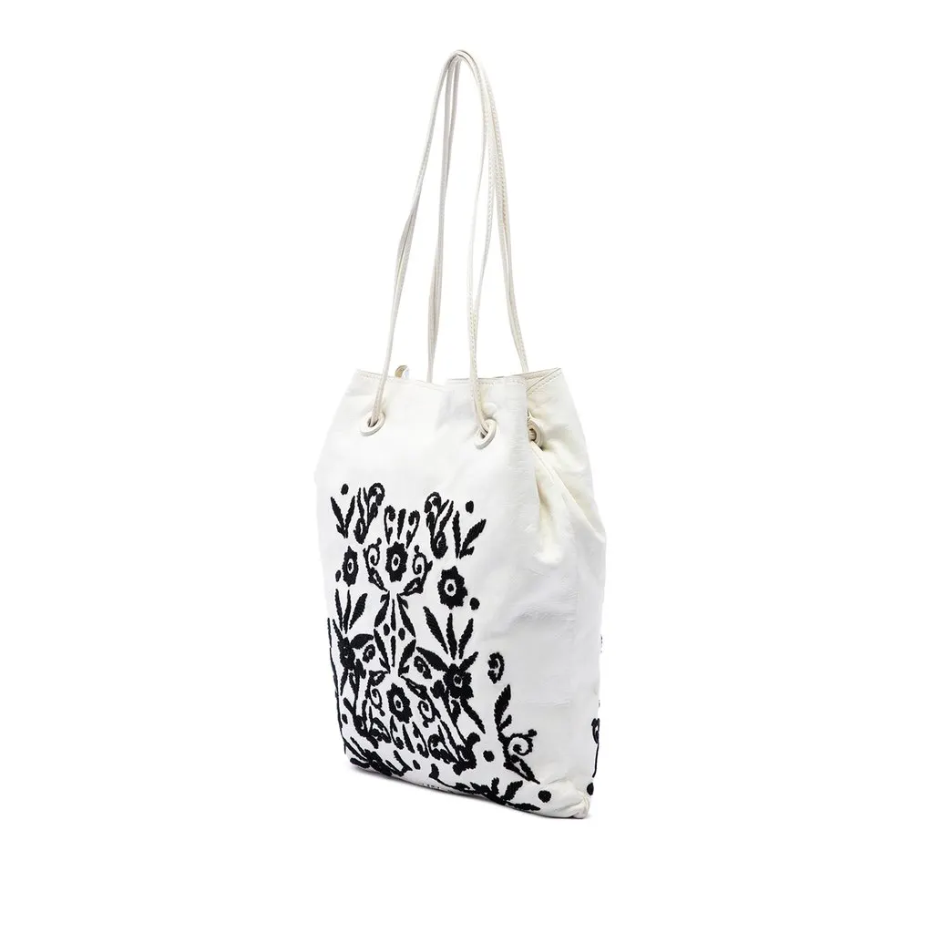 Prada Nappa Ricamo Tote White Leather Very good - Back View