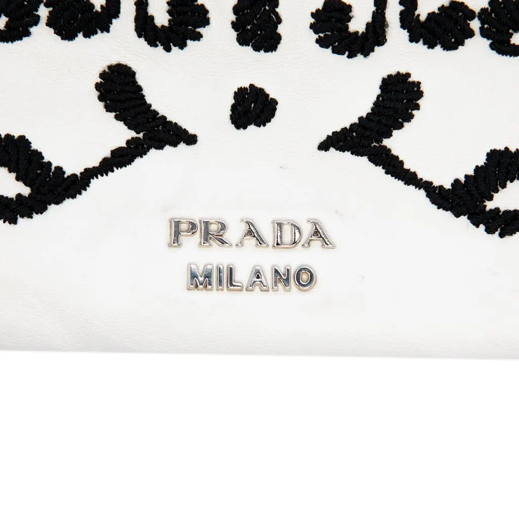 Prada Nappa Ricamo Tote White Leather Very good - Box View