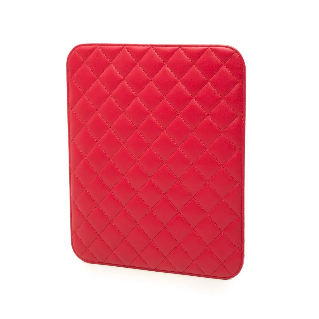 Chanel CC Quilted Lambskin Ipad Case Red Leather Very good - Back View