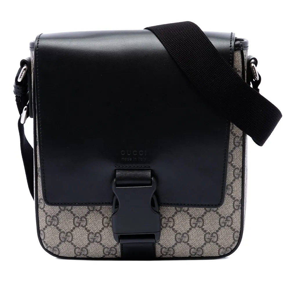 Gucci GG Supreme Flap Messenger Bag Beige Very good - Front View