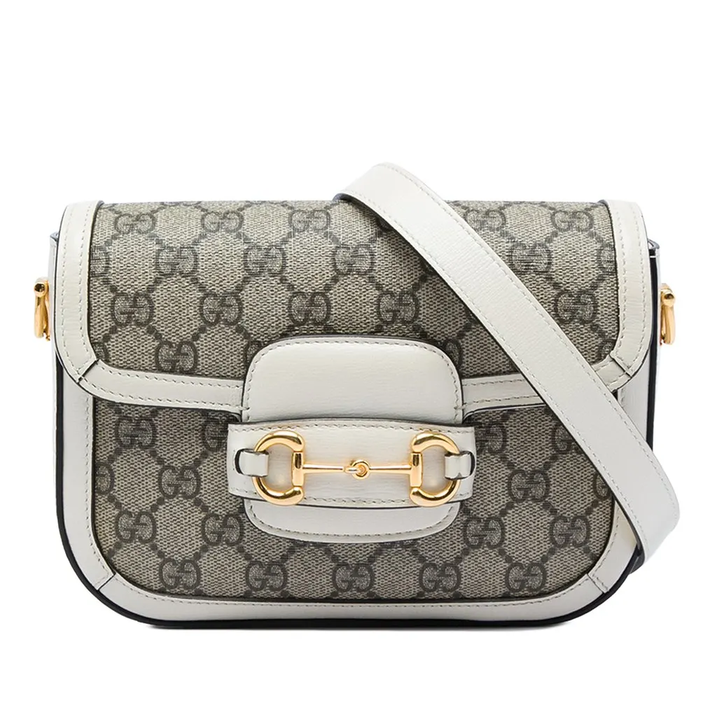 Gucci Small GG Supreme Web Horsebit 1955 Crossbody Beige Canvas Very good - Front View