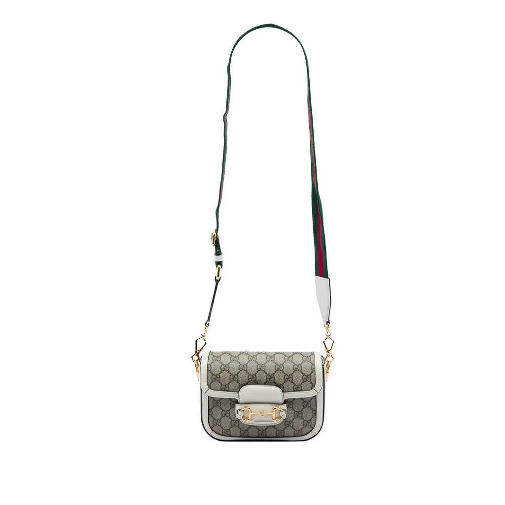 Gucci Small GG Supreme Web Horsebit 1955 Crossbody Beige Canvas Very good - Back View