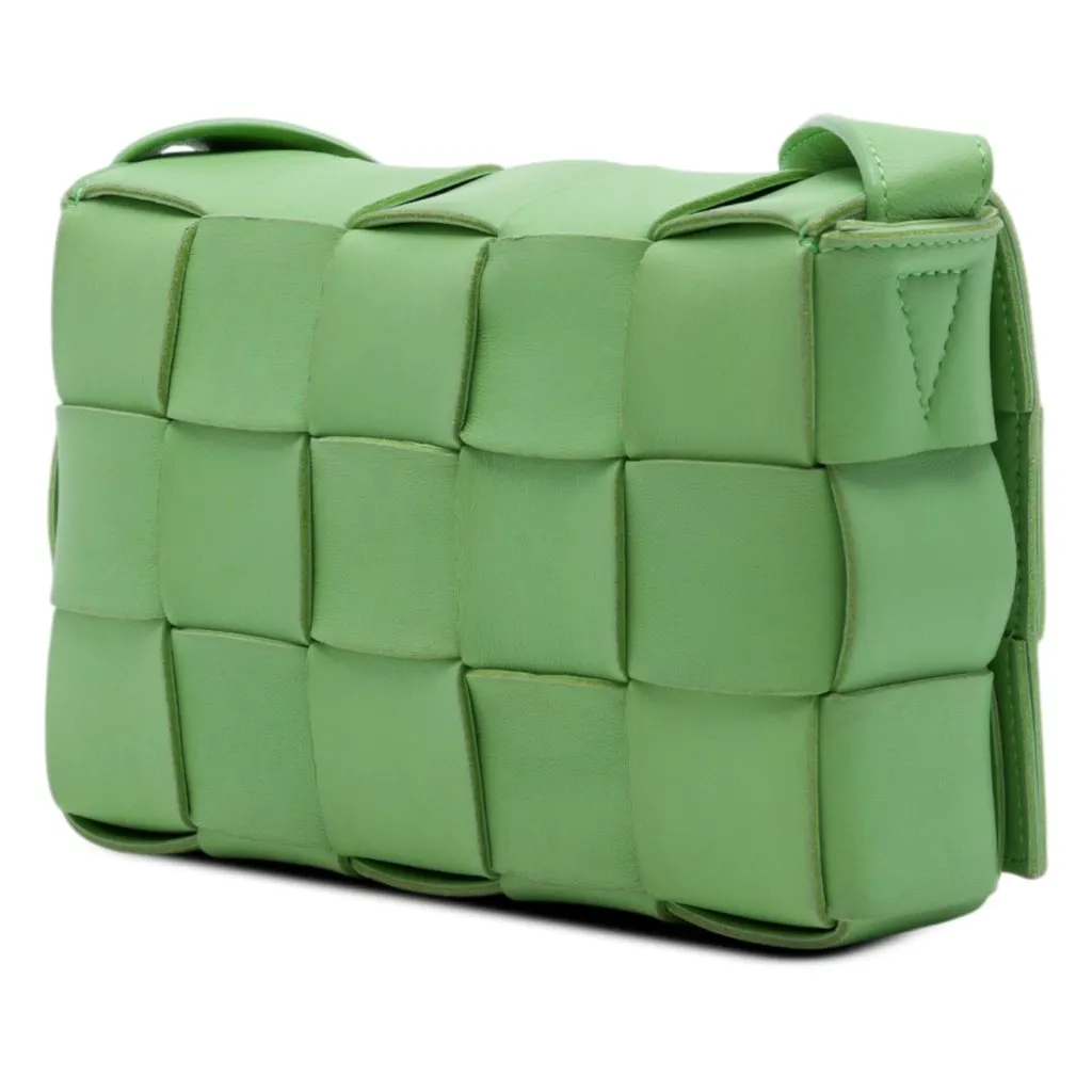 Bottega Veneta Nappa Intrecciato Cassette Crossbody Green Leather Very good - Back View