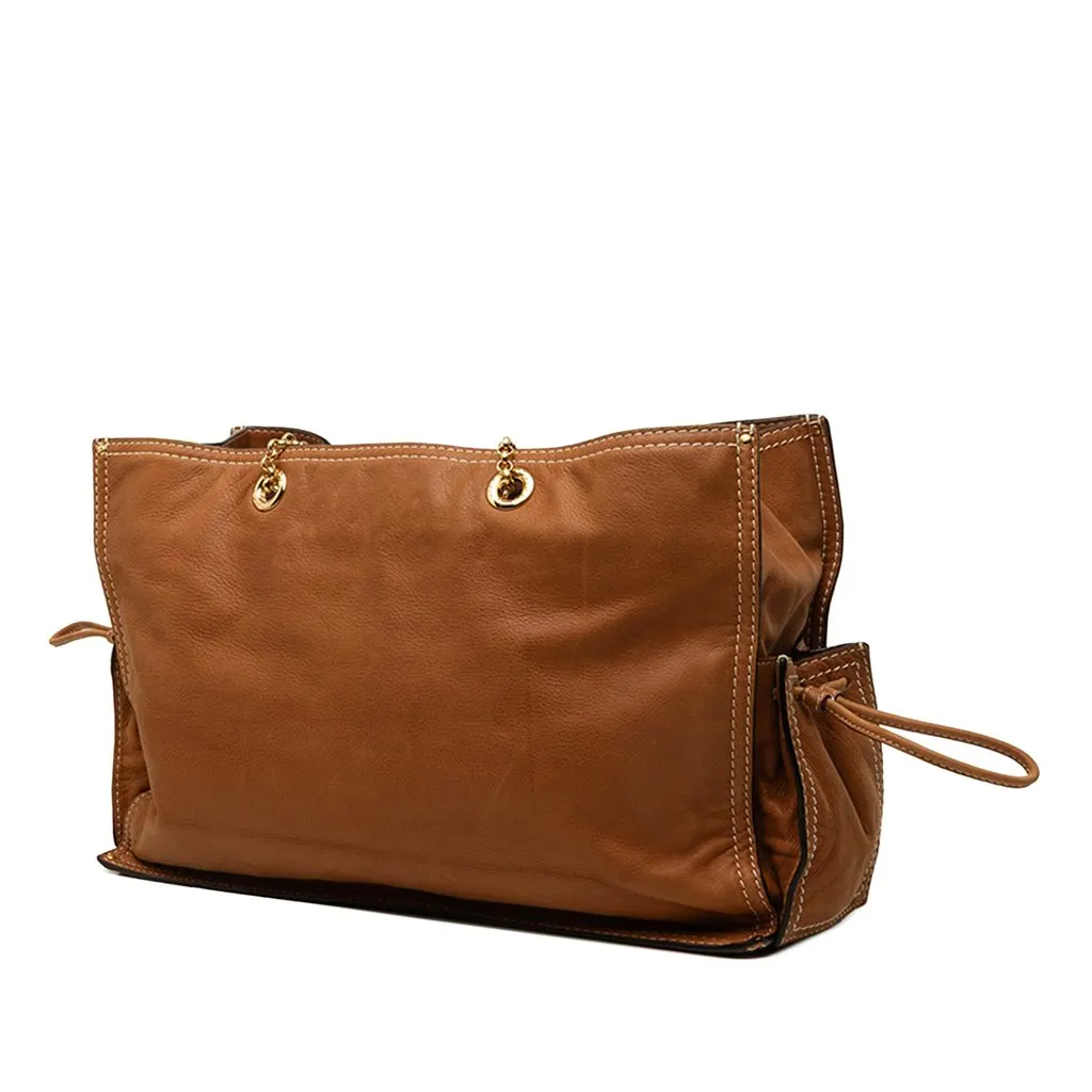 Loewe Leather Crown Logo Shopper Tote Brown Leather Very good - Back View