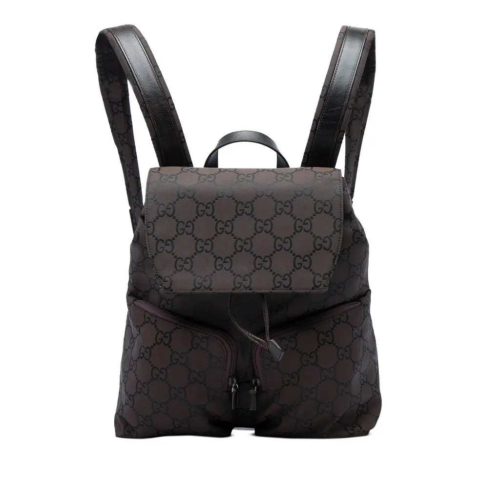 Gucci GG Nylon Backpack Brown Polyamide Very good - Front View