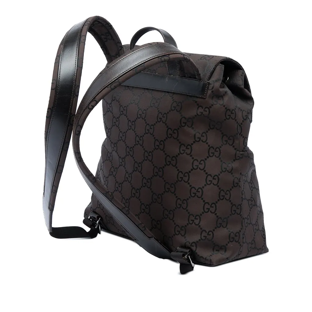 Gucci GG Nylon Backpack Brown Polyamide Very good - Back View