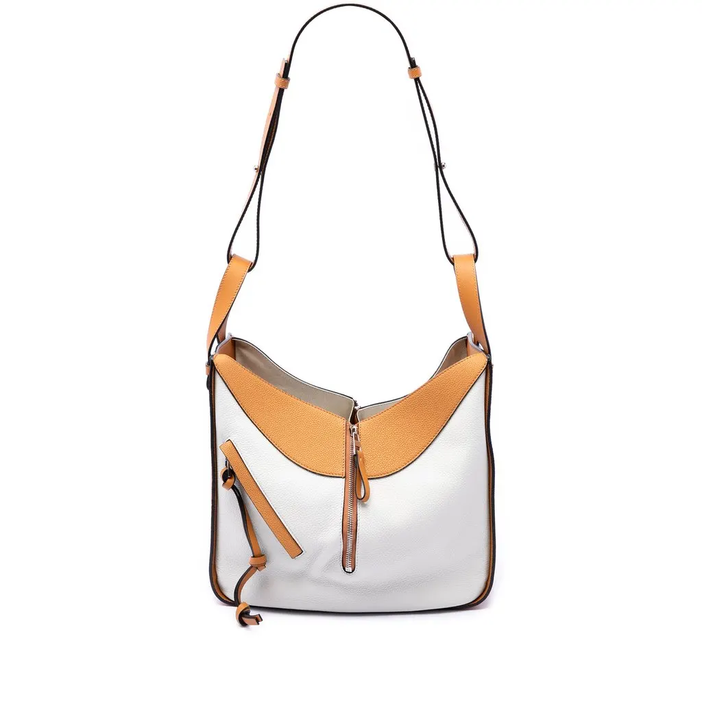 LOEWE Medium Bicolor Grained Calfskin Hammock Satchel White Leather Very good - Front View