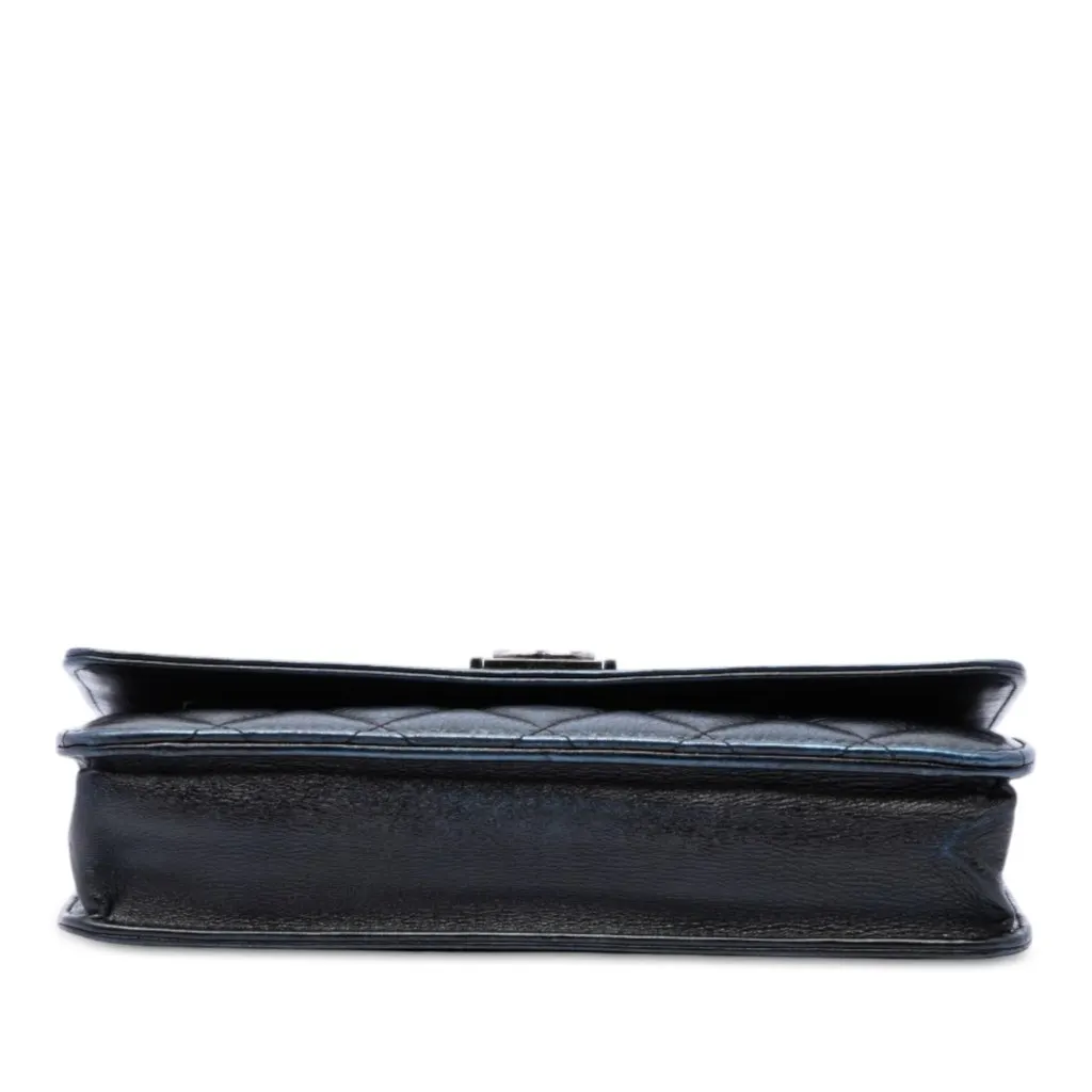 Chanel Quilted Aged Calfskin Boy Wallet on Chain Black Leather Very good - Inside View