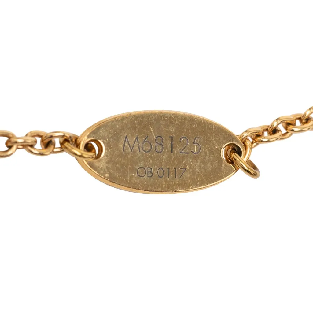 Louis Vuitton Gold Plated Flower Full Necklace Gold Metal Very good - Model View