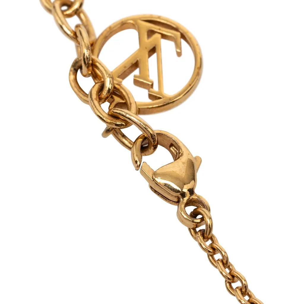 Louis Vuitton Gold Plated Flower Full Necklace Gold Metal Very good - Box View