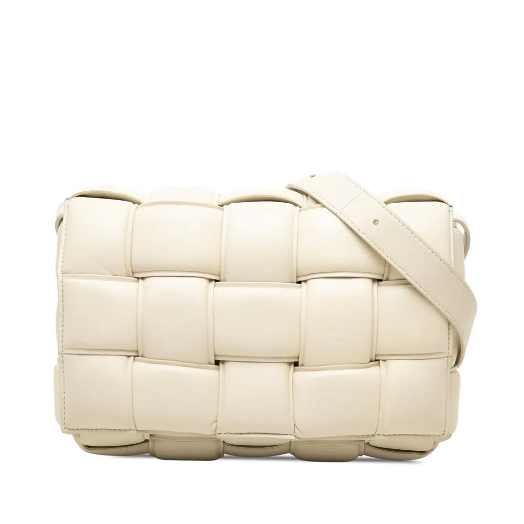 Bottega Veneta Nappa Intrecciato Padded Cassette Crossbody White Leather Good - Front View