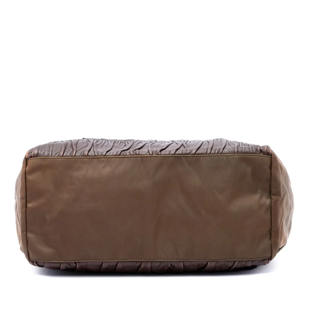 Prada Nappa Gaufre and Tessuto Tote Brown Leather Very good - Inside View