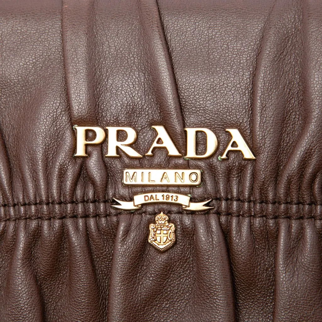 Prada Nappa Gaufre and Tessuto Tote Brown Leather Very good - Box View