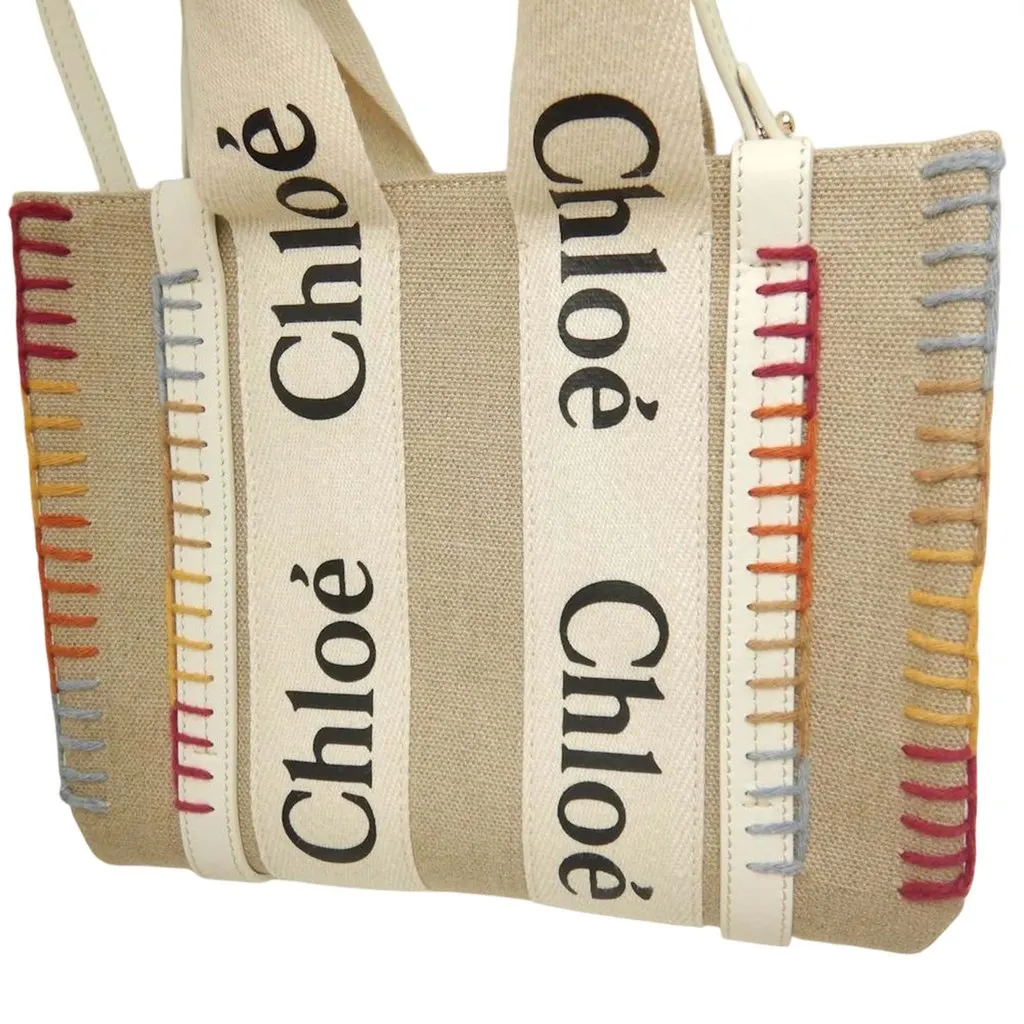 Chloé Small Canvas Stitch Woody Tote Beige Very good - Box View